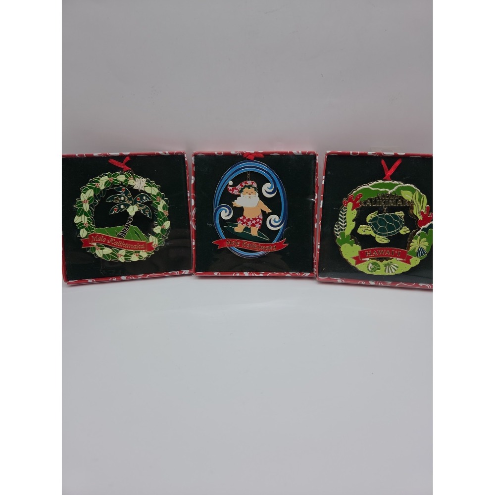 Lot Of 3- Mele Kalikimaka Hawaii Christmas Ornaments Island Heritage